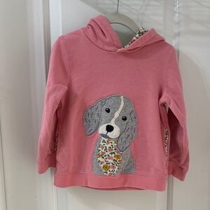 Mini Boden Pink Hoodie with Dog Appliqué